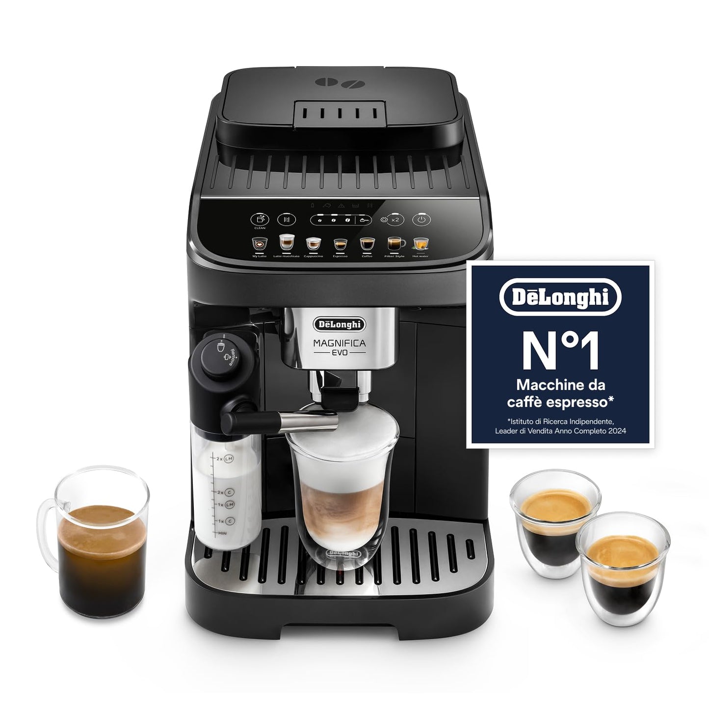 De'Longhi Magnifica Evo ECAM292.81.B Automatic Coffee Machine, 7 One-Touch Drinks, Black