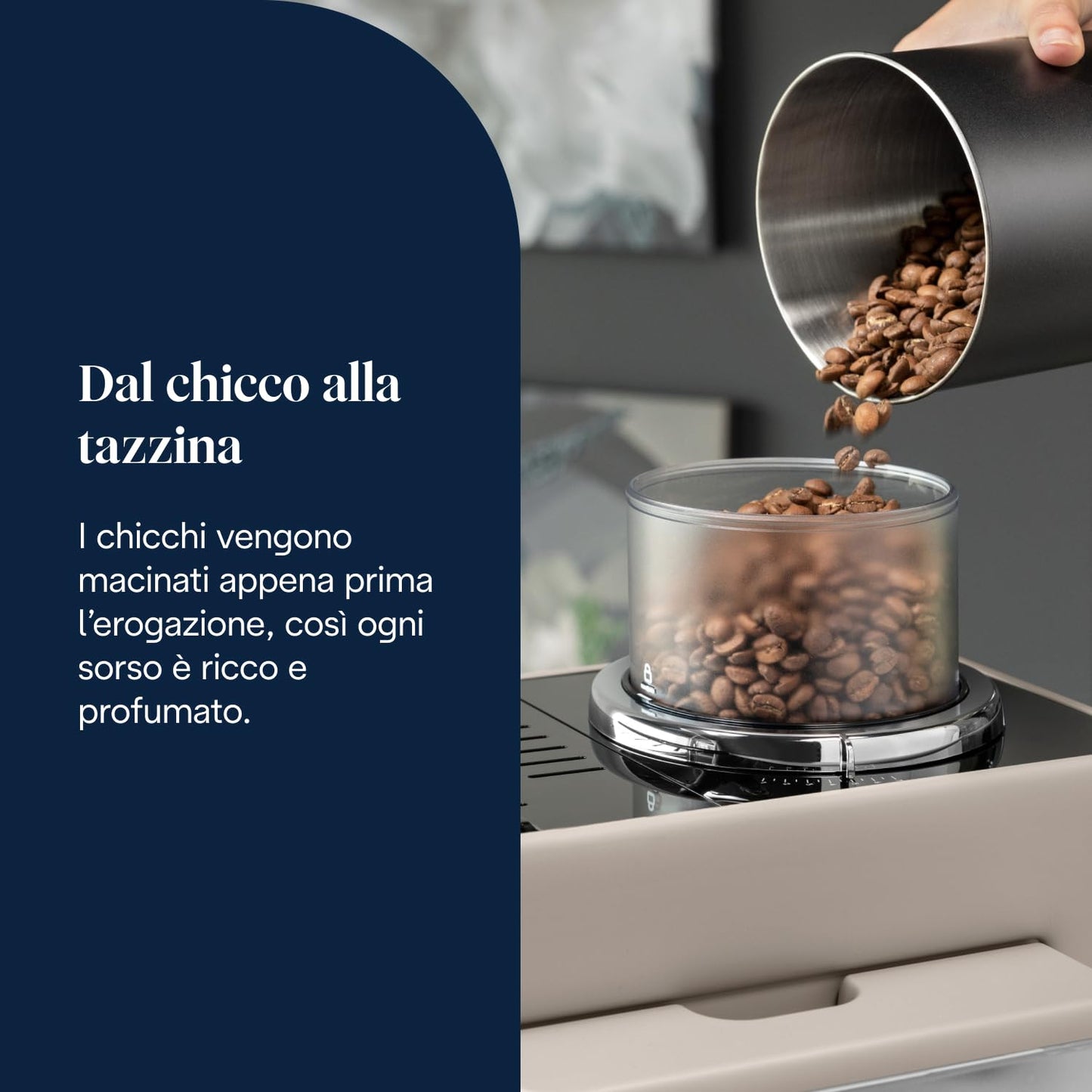 De'Longhi Rivelia EXAM440.35.BG Automatic Coffee Machine, 8 One-Touch Drinks, Beige
