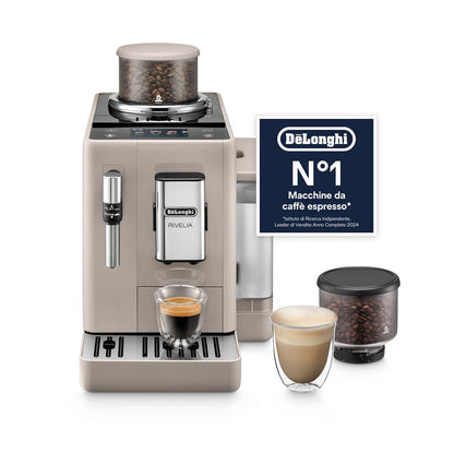 De'Longhi Rivelia EXAM440.35.BG Automatic Coffee Machine, 8 One-Touch Drinks, Beige