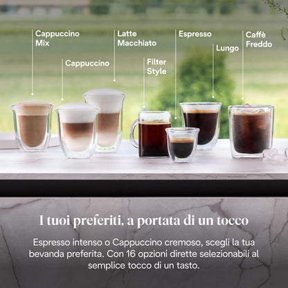De'Longhi Rivelia EXAM440.55.G Automatic Coffee Machine, LatteCrema, 16 One-Touch Drinks